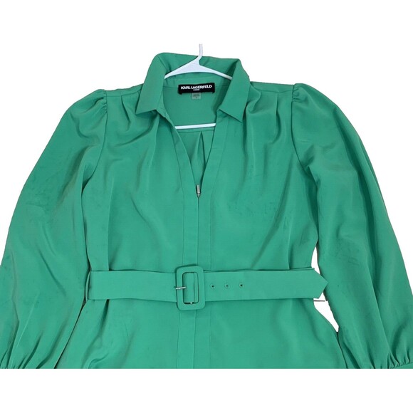 Karl Lagerfeld Paris Dress Belted Front Zip Above Knee Career Office New w/o Tag - Picture 5 of 9